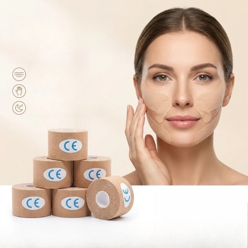 Autocollant élastique en coton à grain fin, effet tenseur pour les plis nasogéniens et les muscles du visage, anti double menton, raffermissant, produit phare Douyin, en promotion