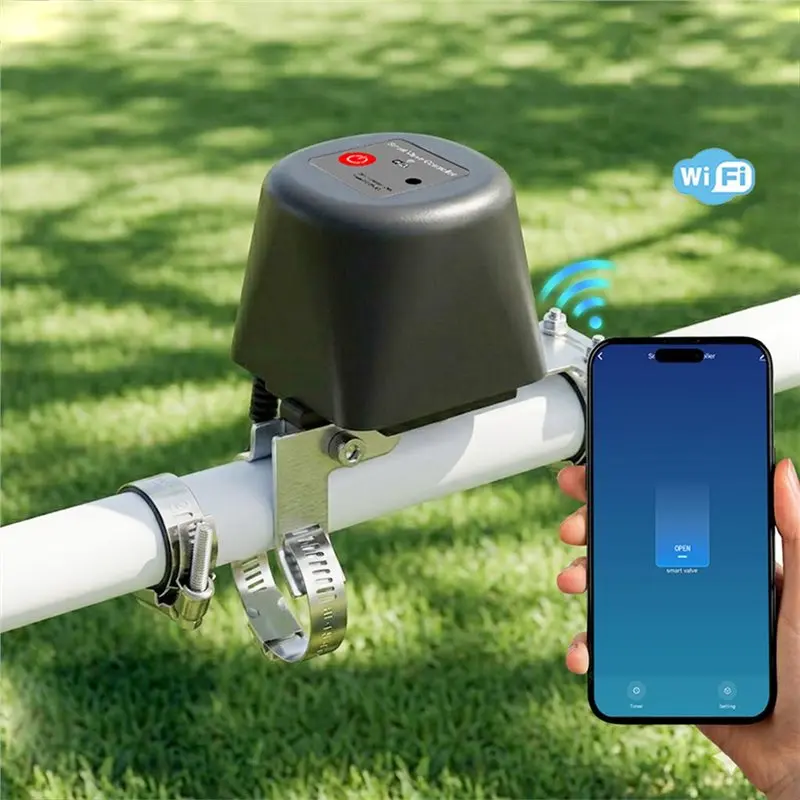 ABYN-Tuya Wifi Valve Automatic Electric Safety Shut Off Control Valve Timer Garden Faucet Controller EU Plug