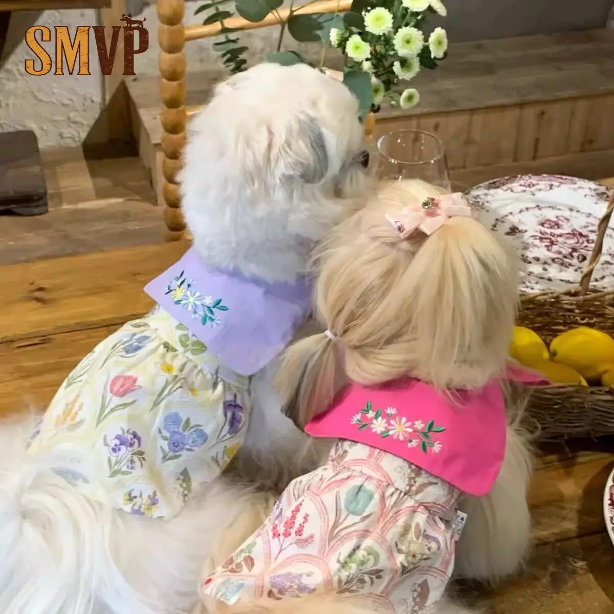 

Korean Style Pet Small Dog Kitten Spring and Summer Cool Breathable Iris Pastoral Skirt Clothing Suitable for Small Dogs