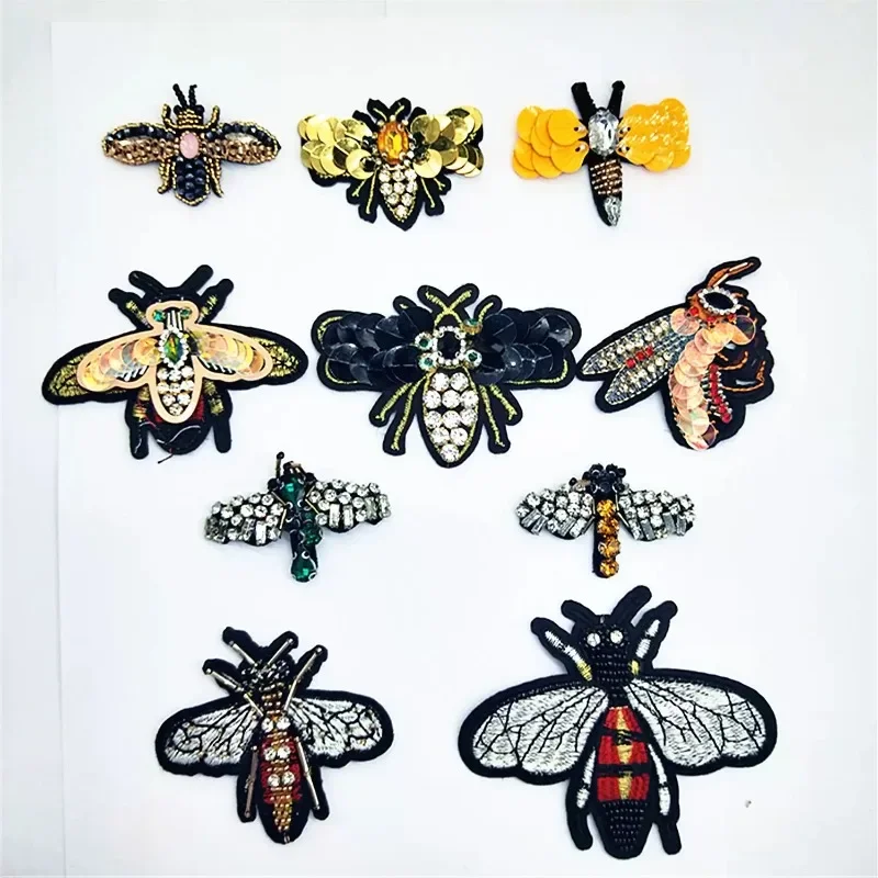 

Handmade Beaded Embroidery Bee Patches, DIY Sewn Crystal Pearl Patches on Clothes, Hats, Shoe Bags and Beaded Patches