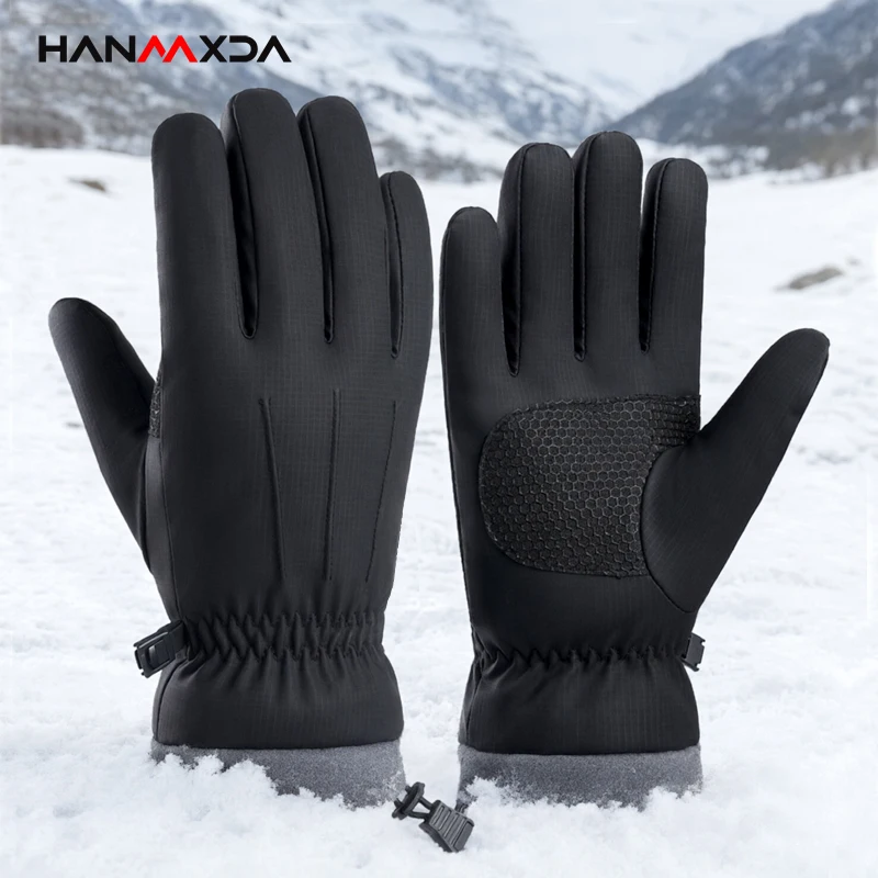 Waterproof Winter Gloves for Men Anti-slip Fleece Lined Warm Mittens for Snow Ski Motorcycle Bike Riding Outdoor Hiking Camping