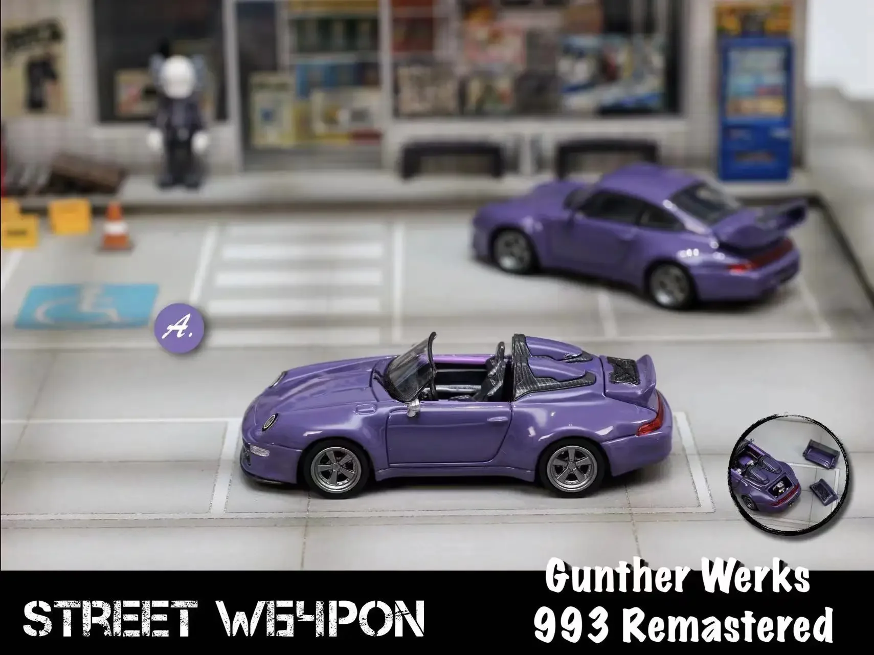 **Pré-encomenda **SW 1:64 Gunther Werks 993 Remasterizado Rosa/Noite Escura Roxo Diecast Model Car