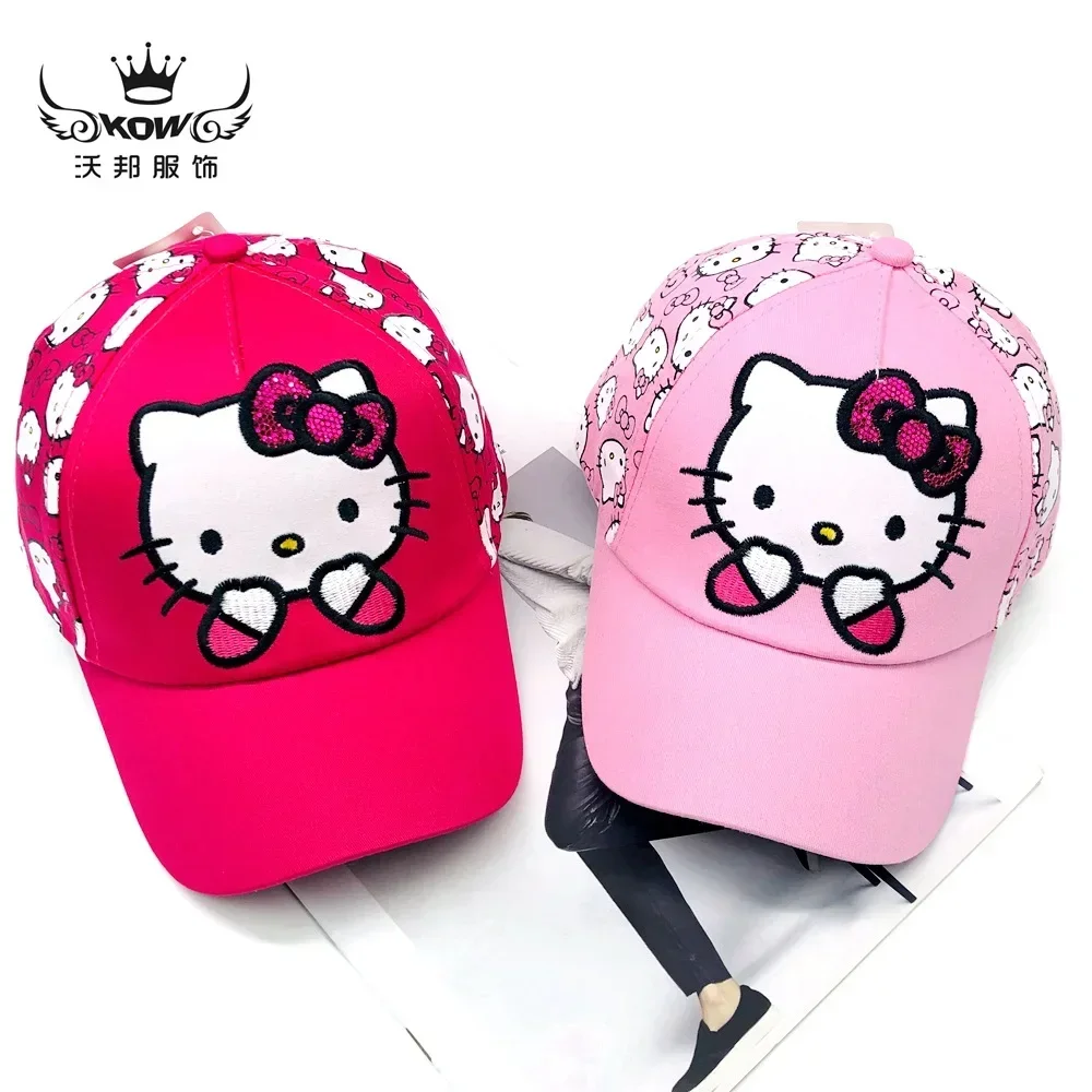 Hello Kitty Children Hat Gifts for Girls Baseball Cap Peaked Cap Sanrio Shading Sun Protection Summer Cute Embroidery Baby Hat