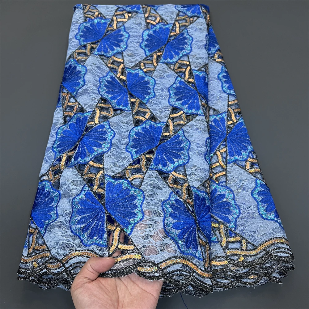 

African Nigerian Sequins Sewing Net Cloth,Tulle Lace Fabric, Prom Dresses Beads,Embroidery, High Quality, 5Yad ,2026, PS0049