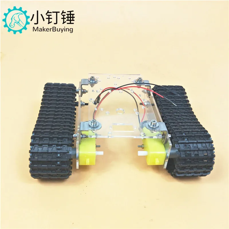 Robot Tank Chassis Acrylic TT Motor 3-9V Tracked Vehicle Smart Car with Wires STEM L298N