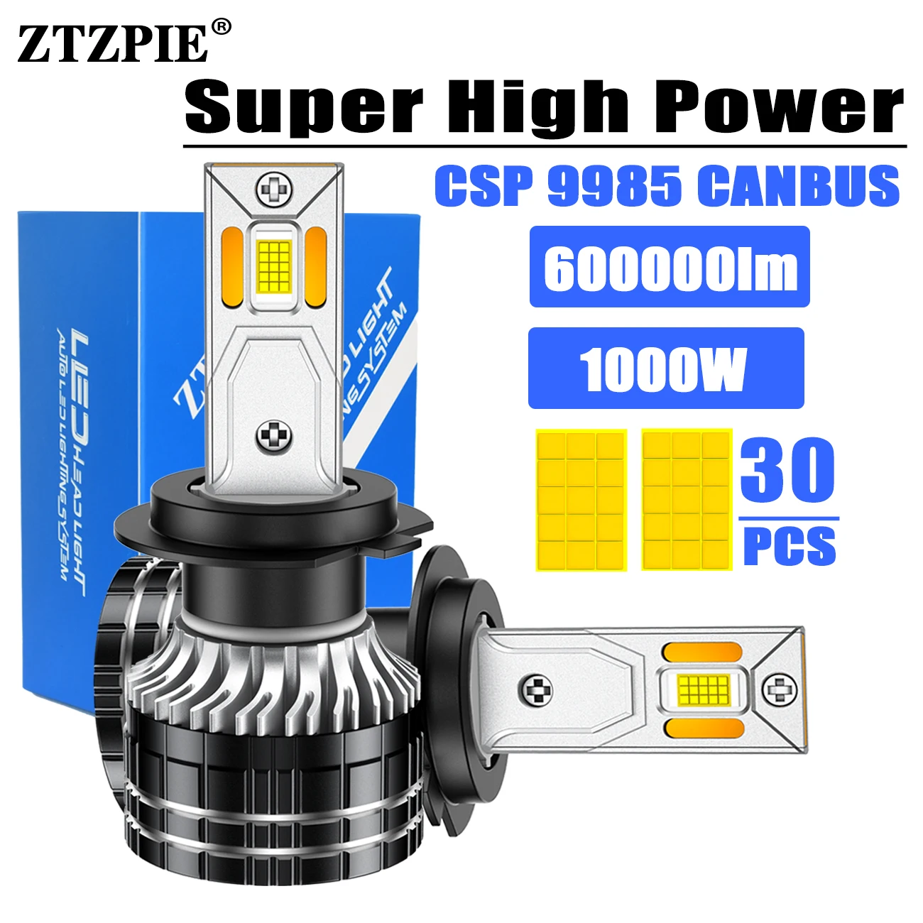 

ZTZPIE 6000K HB3 HB4 9005 9006 H1 H7 H4 H11 лампа светодиодные лампы Canbus CSP 9985 мощная Автомобильная фара светильник 1000 Вт 600000LM 12В