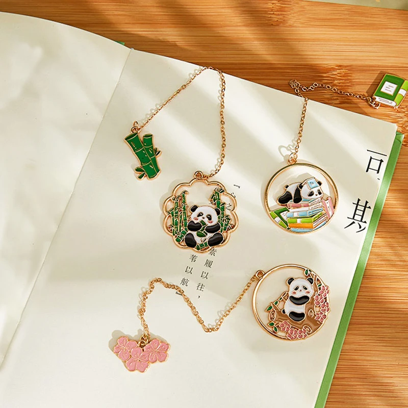 

Chinese Style Panda Bookmark Tassel Pendant Retro Book Clip Metal Pagination Mark Student Gift Stationery School Office Supplies