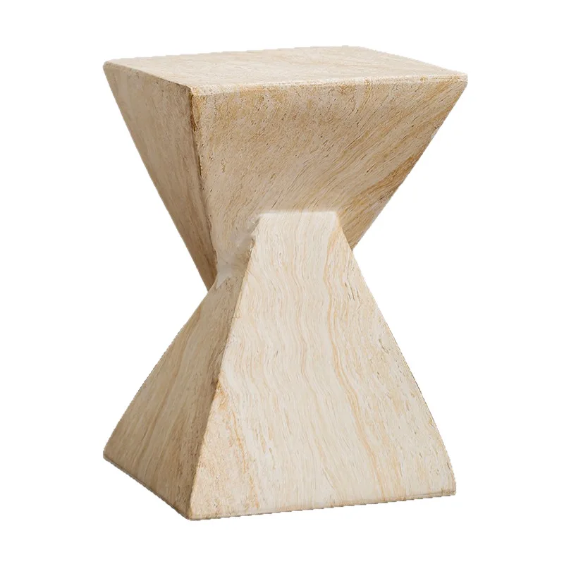 For Travertine coffee table, sofa corner, low stool, modern simple style ornament