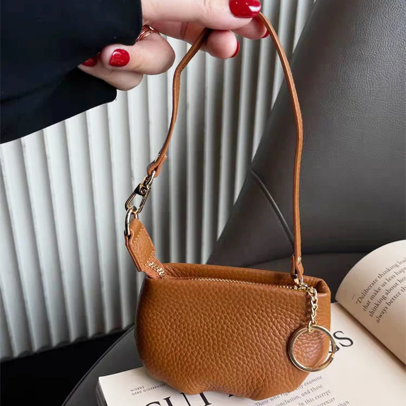 Fashion Custom Name Woman's Handbag Soft Genuine Leather Coin Case Shopping Cloud Clutch Purse Key chain Luxury Brand Card Bag