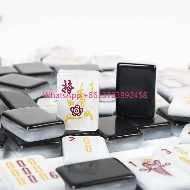 Black Luxury Premium American Mahjong Set 166 Tiles Tile Plaque Colorful Floral Pattern Party Game Gift Set 4-Player Women