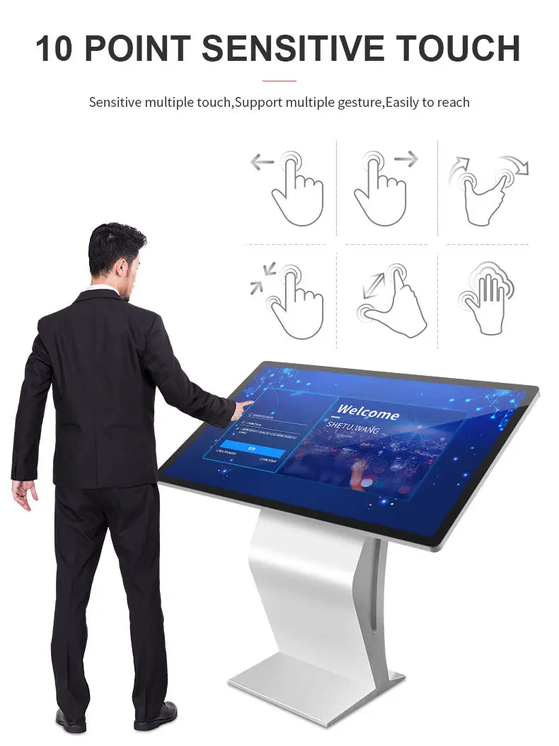 Floor Standing Interactive Touch Screen Display All In One Machine Information Kiosk Self Service Kiosk