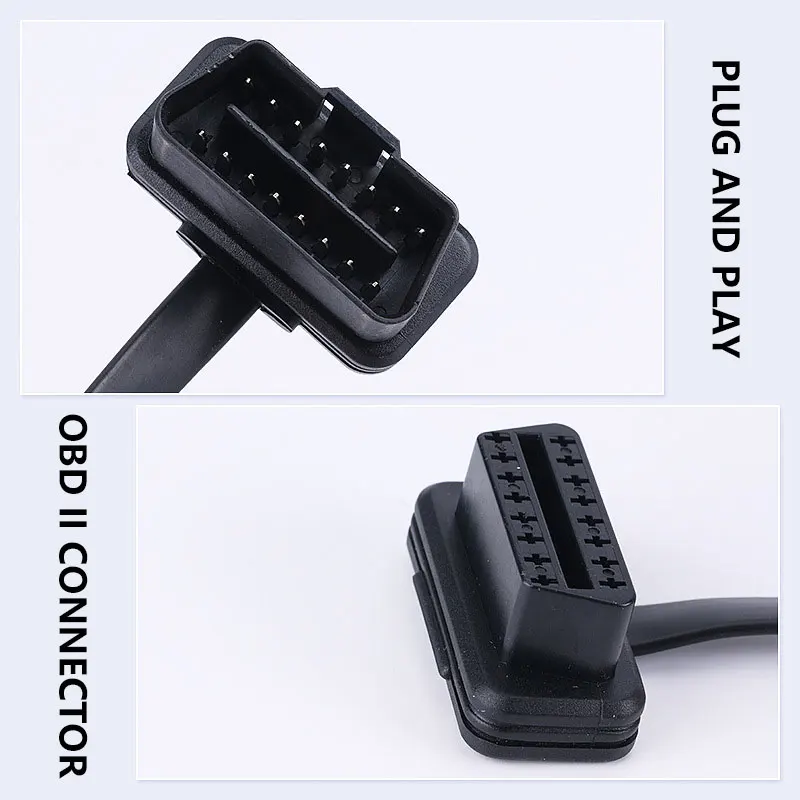 OBD 2 리본 연장 진단 케이블 남성-여성 OBDⅡ 스플리터 연장선 16핀 완전 연결 스캔 도구 코드 리더용