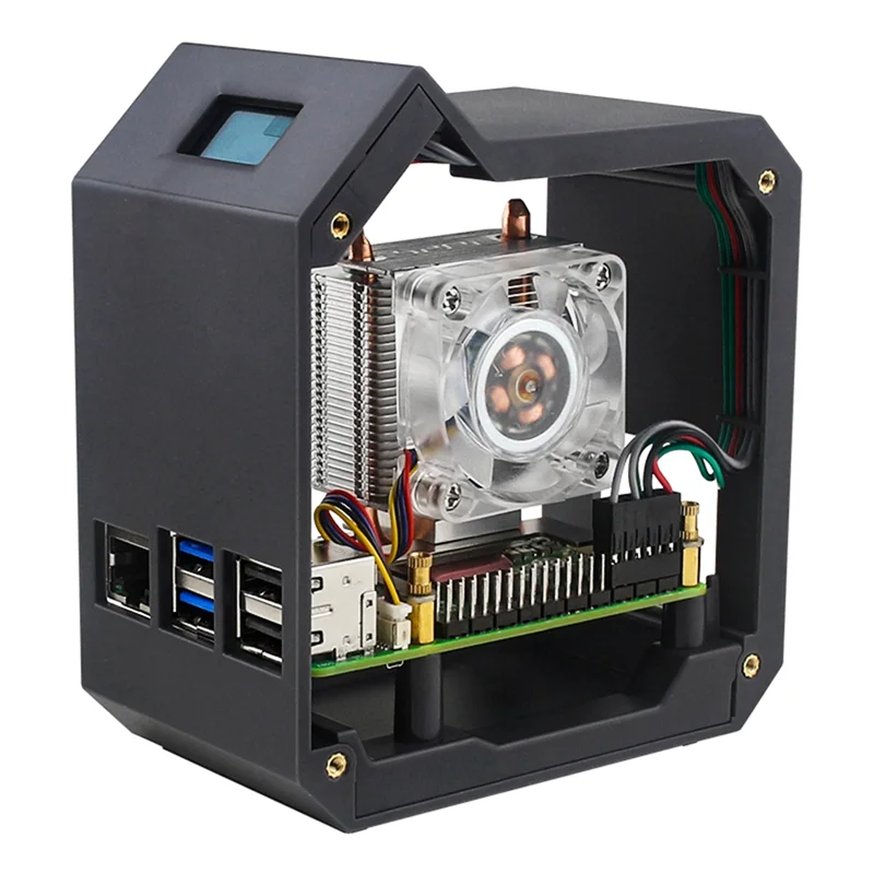 New--For Raspberry Pi 5 ABS Mini Tower Case Kit Copper Tube Ice Tower Fan PWM JST RGB LED For RPI 5 Pi5