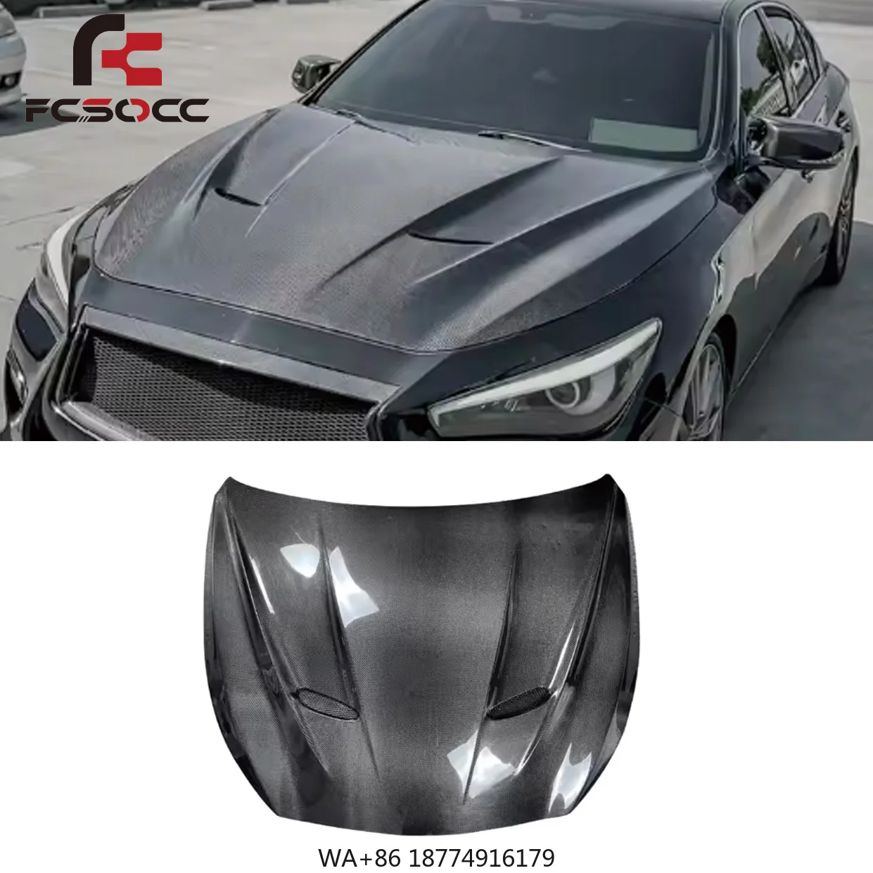 

Для Q50/Q50L/Q50S 2014-2020: Капот/крышка двигателя из углеродного волокна в стиле MBJ, комплект обвеса, автозапчасти