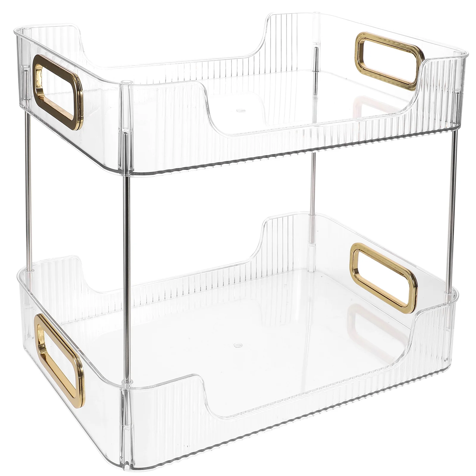 

2 Tier Storage Rack Stainless Steel PET Material Detachable Easy Installation Bathroom Vanity ganizer Countertop Makeup