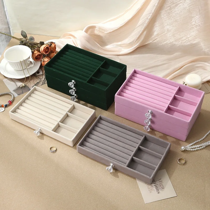 3 Layers Acrylic Jewelry Storage Box, Plastic Jewelry Display Organizer for Rings, Earrings, Necklaces & Bracelets