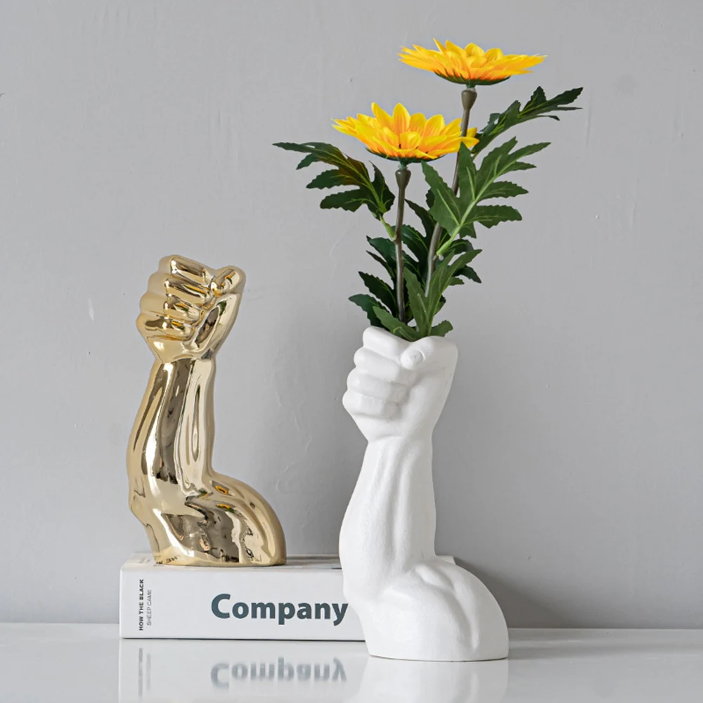 

Nordic creative body ceramic vase gold plated silver insert dry flower insert home decor crafts Abstract Desk Nordic Minimalist