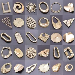 5Pcs/Lot Stainless Steel DIY Textured Geometric Embossing Hollow Oval Waterdrop Charms Mix Hammered Lava Dangle Pendant Jewelry