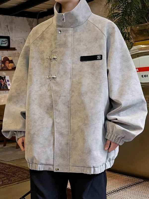 

Новый китайский Sle, мужской топ из искусственной кожи, осенне-зимний тяжелый вес в стиле ретро, уличный флип-воротник, ветрозащитный длинный свек