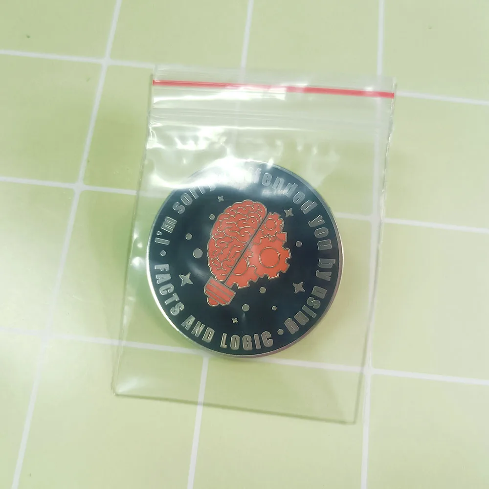 Es tut mir leid, dass ich Sie mit Fakten und Logik beleidigt habe. Emaille-Pin mit humorvollem Zitat, Brosche, Geschenk für Kulturbegeisterte, Accessoire. – Detail 13