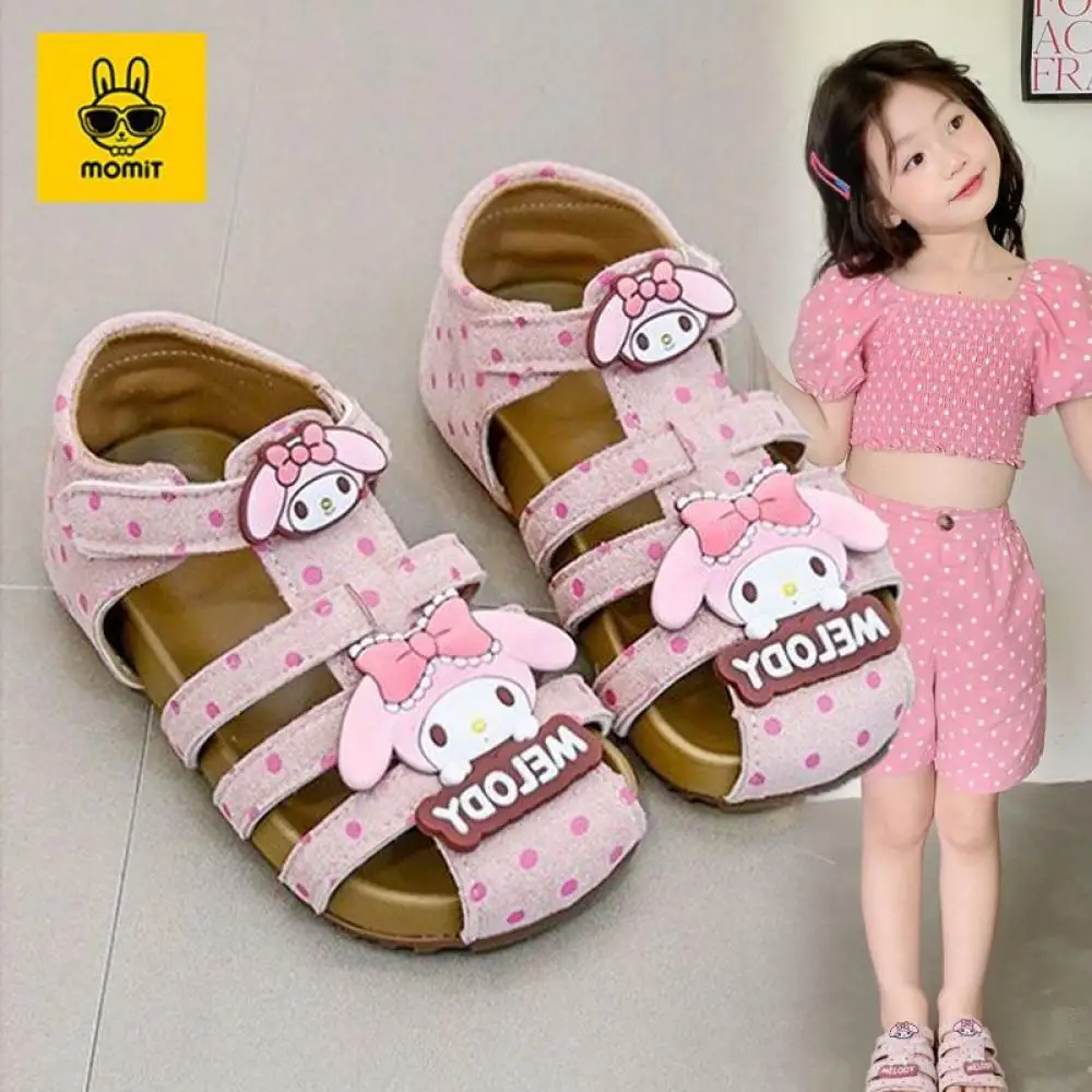 

Sanrio My Melody Children's Bag-Toe Sandals Summer New Girls Cute Soft Sole Roman Sports Sandals Cartoon Beach Shoes
