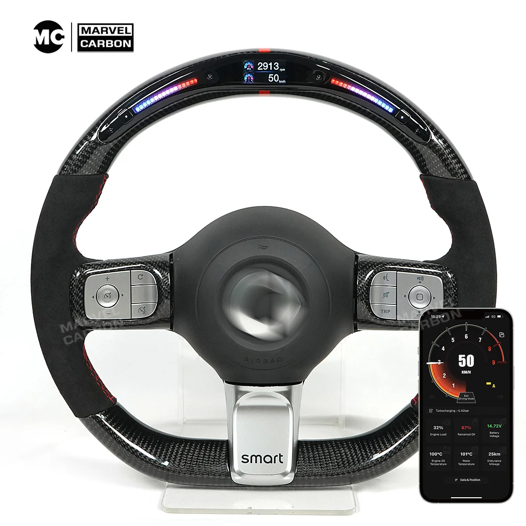 

100% REAL CARBON FIBER STEERING WHEEL COMPATIBLE WITH Benz smart