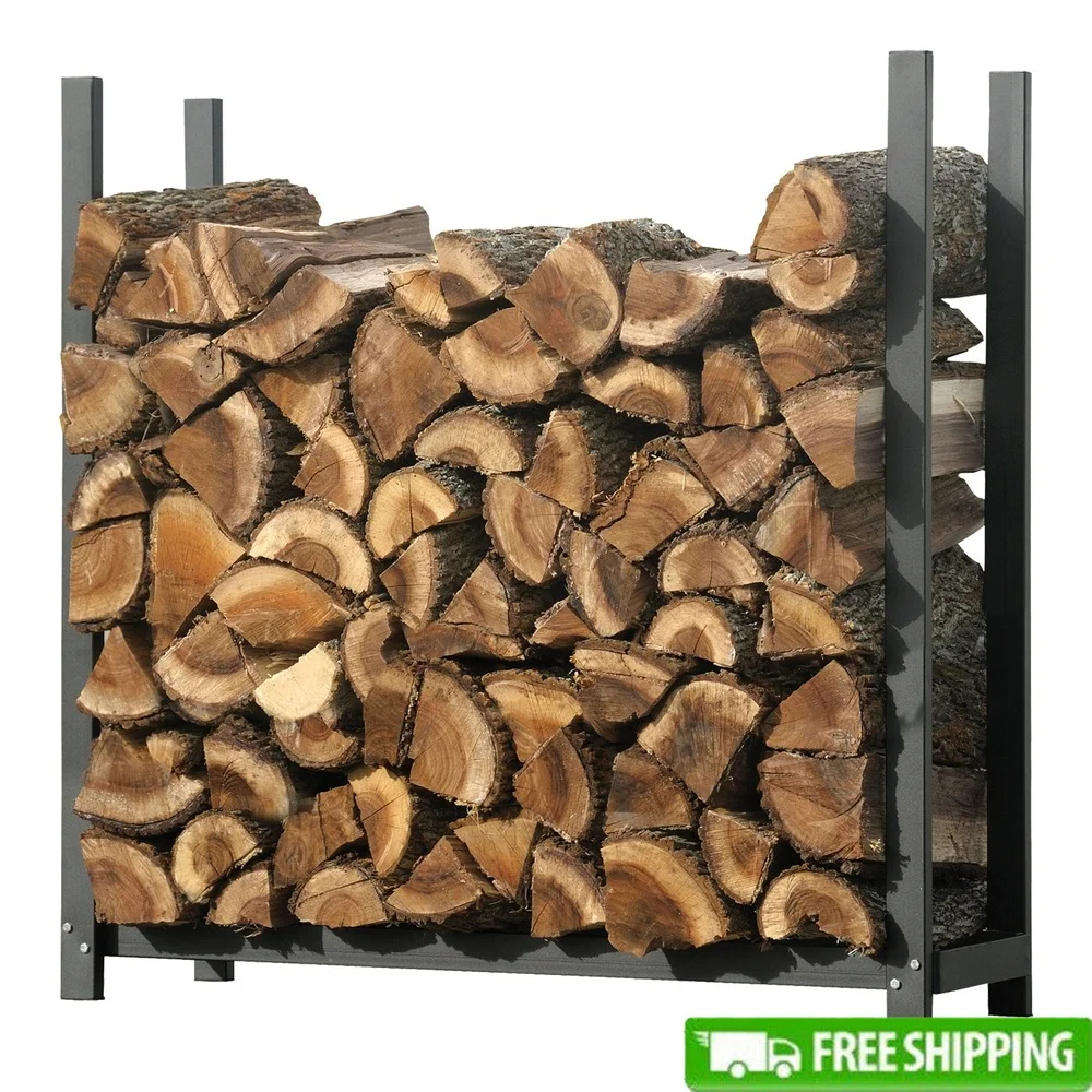 

Ultimate Firewood Rack Heavy Duty Steel Storage Solution Easy Assembly Outdoor Seasoning Compact Design Holds 1/4 Cord 200 Lb