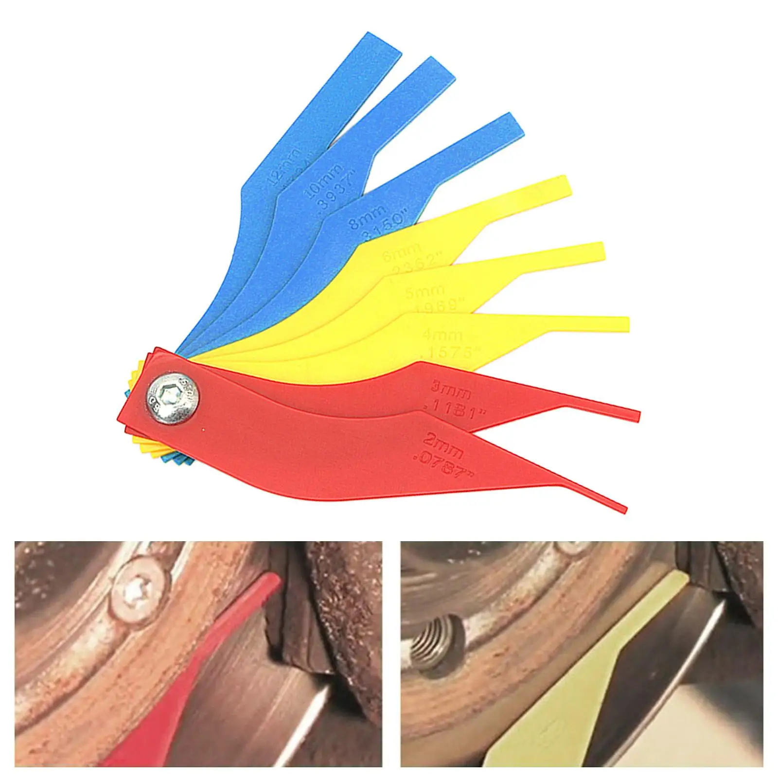 

Автомобильные тормозные колодки, шкала, измерительная линейка, инструмент для измерения толщины покрытия