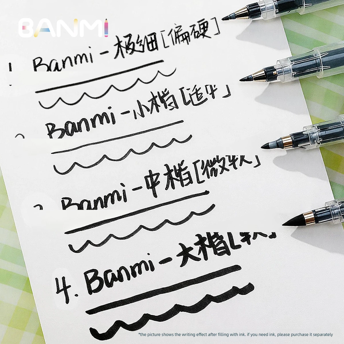 

5 Size Transparent Refillable Gel Pen for Writing Flexible Calligraphy Soft Brush Pen School Office Supplies korean stationery