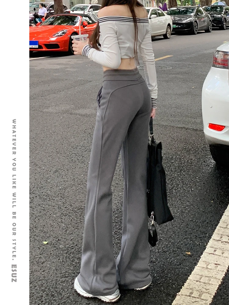 

ey High Waist Yoga Pants Women's Autumn Winter Tummy Control Flared Sports Casual Sweatpants Ankle Length Bell Bot