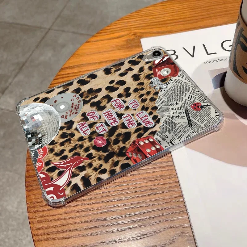 투명 TPU 케이스, 섹시한 레드 립 레오파드, 아이패드 에어 5 2024 에어 6 11 아이패드 프로 11 13 10 세대 10.5 10.2 9 8 6 5 9.7 인치 미니 6