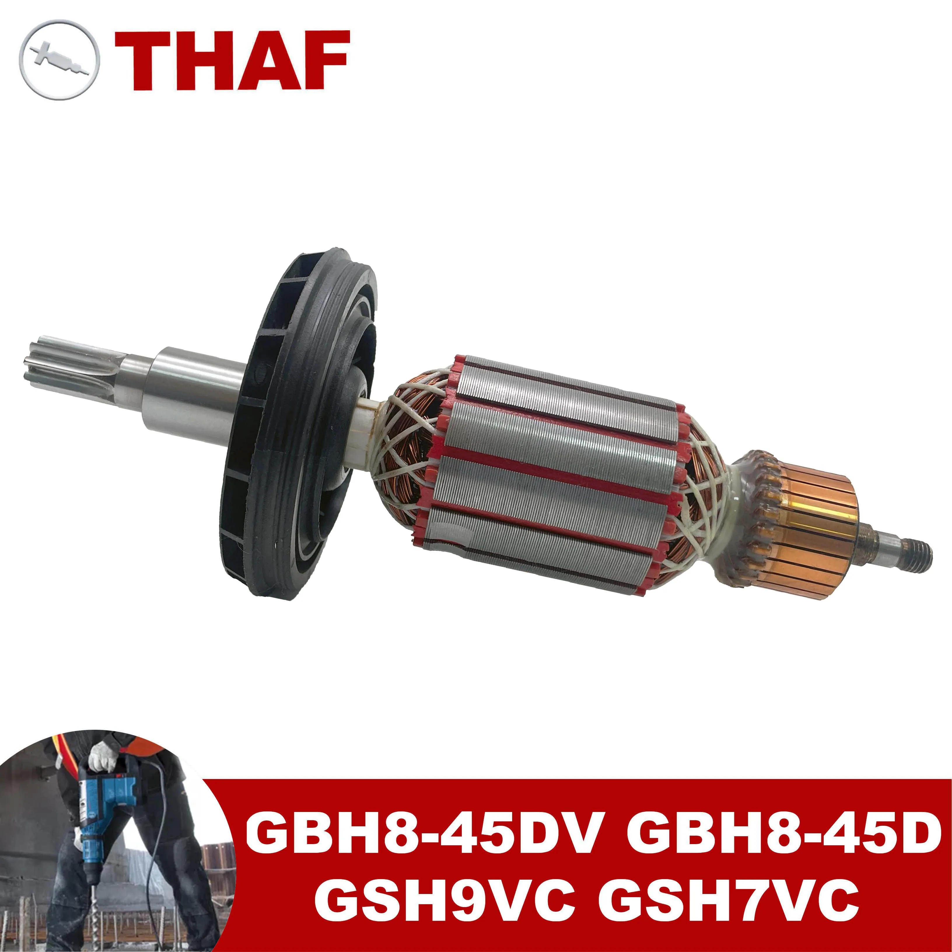 AC220V-240V Armature Rotor Anchor Replacement for Bosch Rotary Hammer GBH8-45DV GBH8-45D GSH7VC GSH9VC GBH 8-45 DV GBH8-45