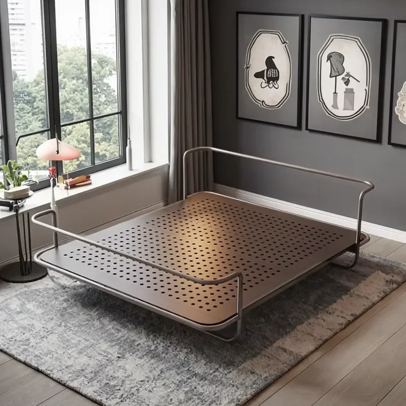 FY Modern Home Bedroom Furniture  Luxury Antique Vintage Stainless Steel Metal Double Bed Frame, Queen King Size Adult Bed Frame