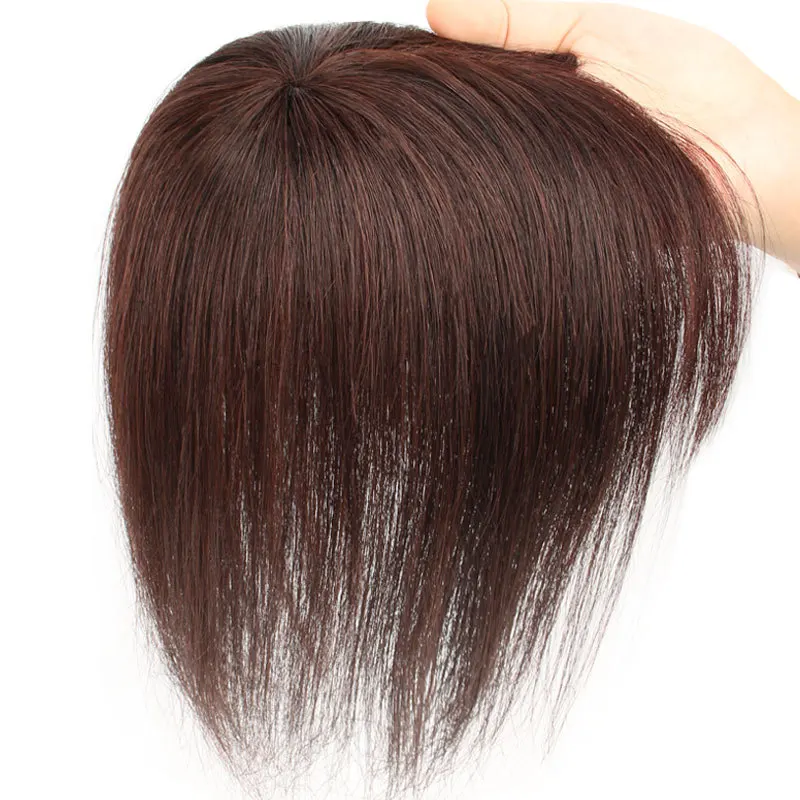 7x10 سنتيمتر 8x12 سنتيمتر شعر طبيعي مفرود النساء قطعة شعر للنساء زيادة حجم الشعر غطاء الشعر الرمادي بني داكن/اللون الطبيعي