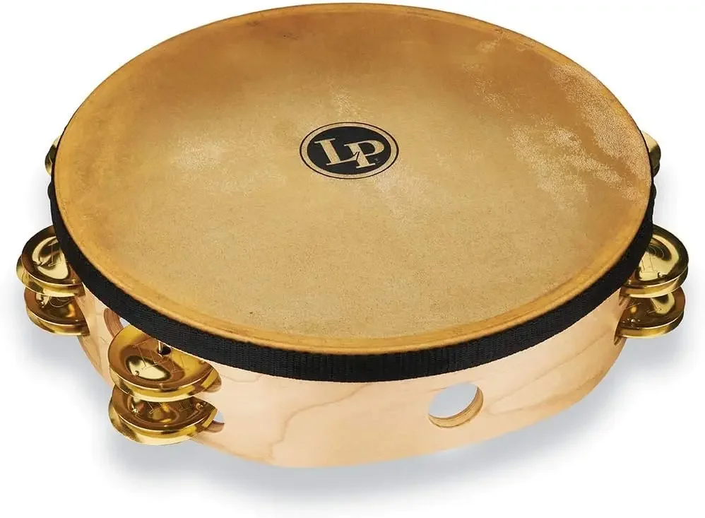 Percussion PRO 10 Double Row Headed Brass Jingles Tambourine (LP384-BR)