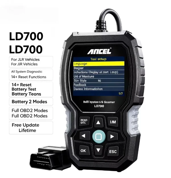 ANCEL LD700 Diagnostic Scanner for JLR Vehicles Full System Engine ABS SRS Transmission with EPB Reset Oil Reset BMS Reset