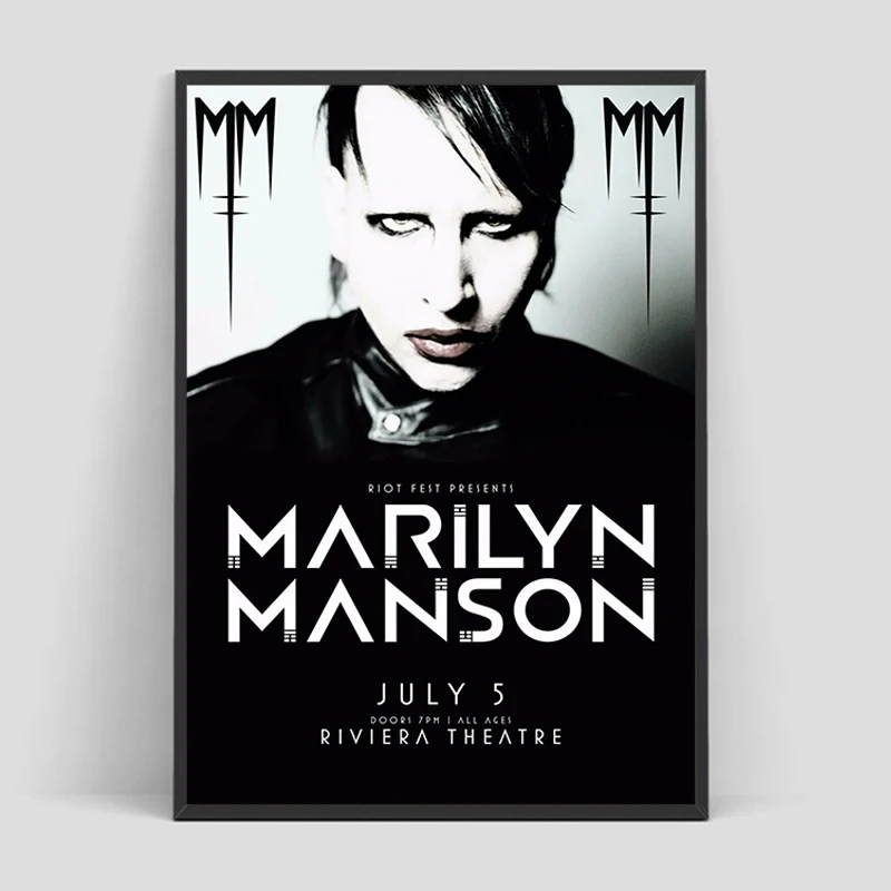 American Rock Singer Marilyn Manson Poster Home Decorations Bedroom Decoration Print Room Decor Painting on Canvas Wall Art Home