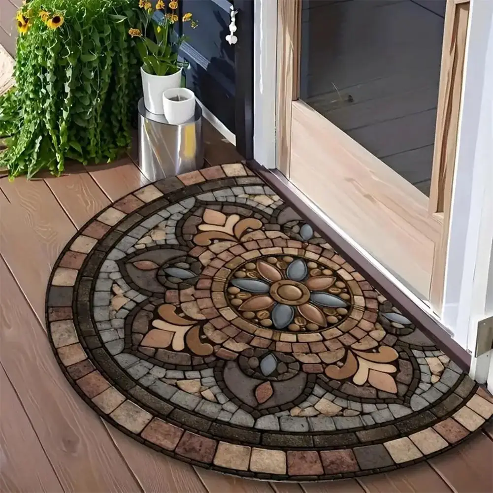 Semicircle Front Door Mat for Outdoor & Indoor, Welcome Mat for Entryway, Entrance, Patio, Porch - Waterproof, Non-Slip Backing