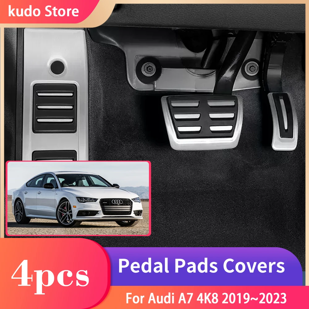 

Car Brake Foot Pedals for Audi A7 4K8 2019~2023 Stainless Steel Rest Accelerator Pads Alloy Tray No Drilling Interior Acessories