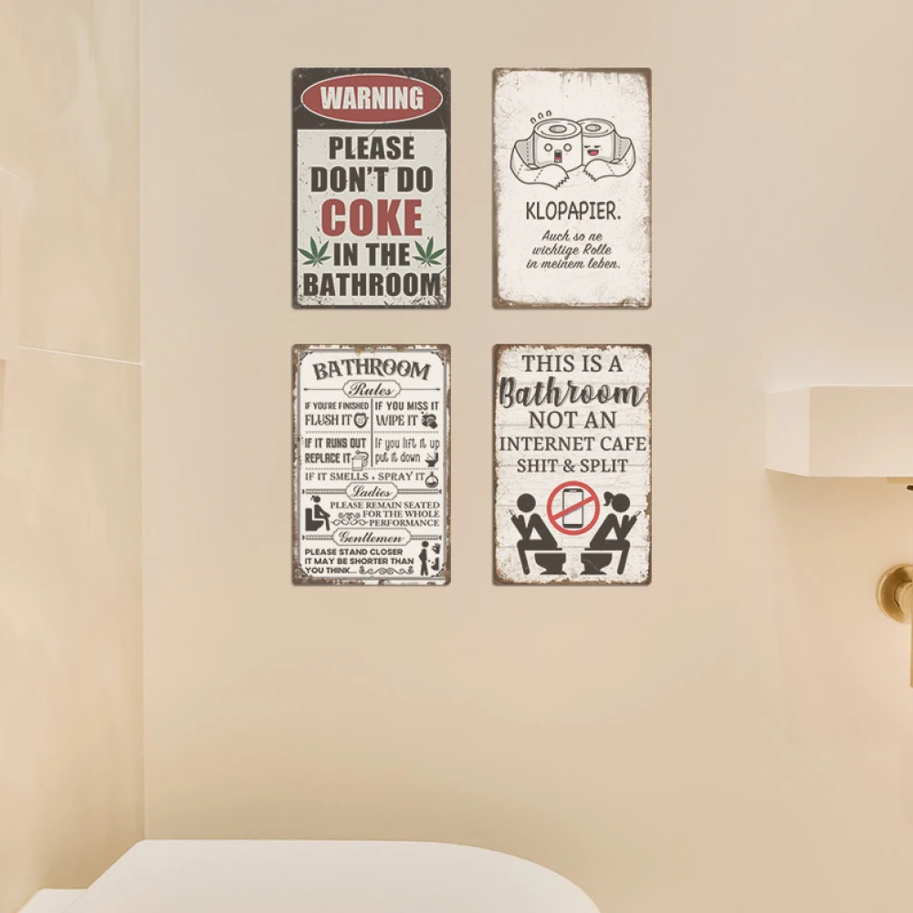 Putuo Decor Restroom Retro Tin Sign Vintage Bathroom Plaque Metal Plates Wall Art Posters Decoration for Toilet Iron Paintings — zdjęcie 7