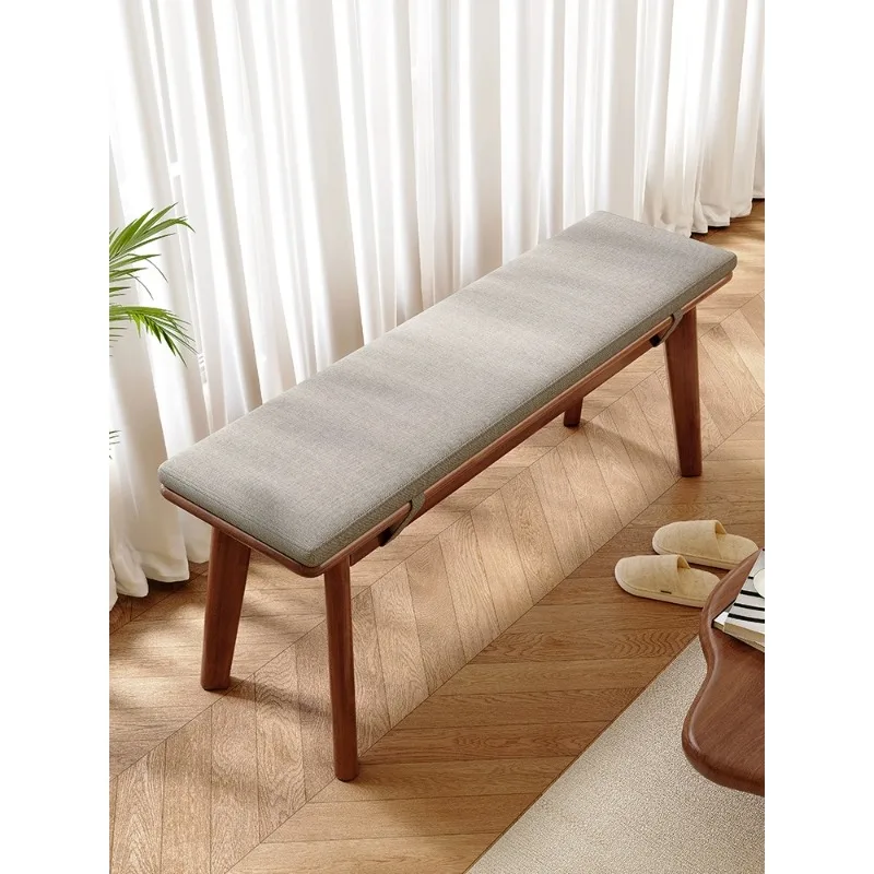 

Nordic all solid wood bench porch living room simple shoe change stool modern bedroom bedside stool soft bag cushion stool