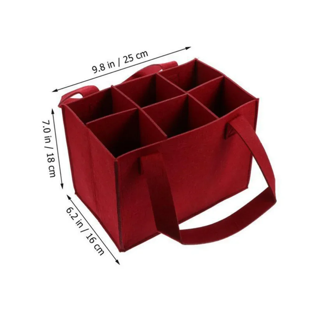 Felt Wine Bottle Bag Folding Handbag Felt Storage Basket Champagne Wine Beer Party Gift Bag Camping Storage Bag 6 Bottle Box