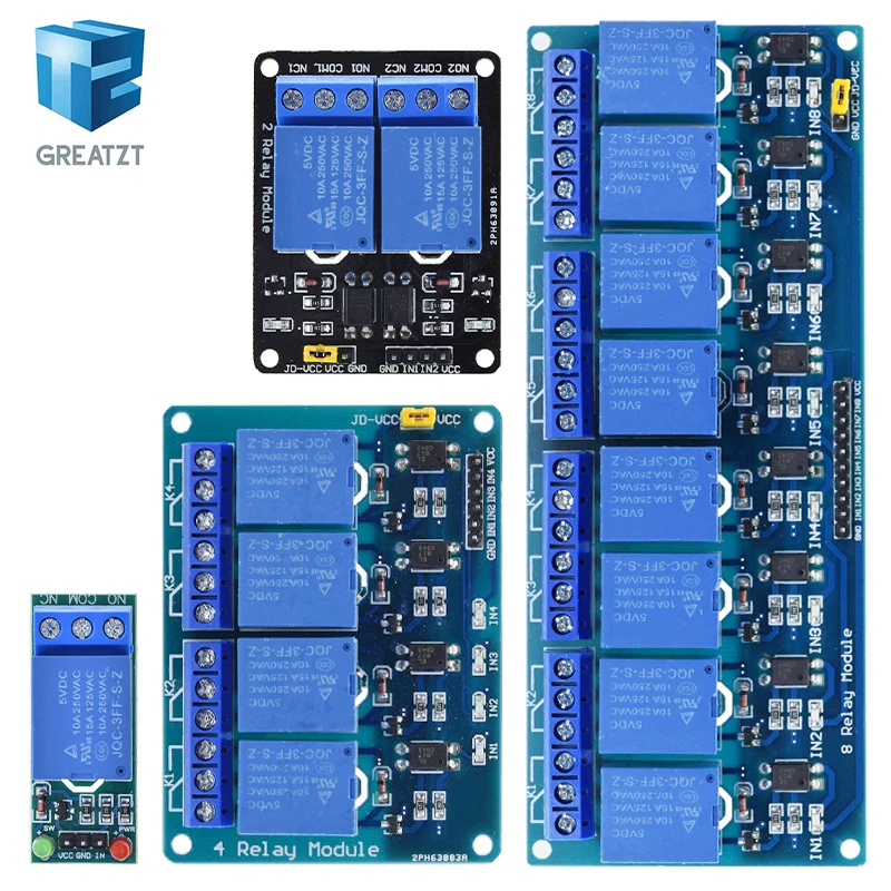 GREATZT 5v 1 2 4 6 8 channel relay module with optocoupler. Relay Output 1 /2 /4 /6 / 8 way relay module 12V for arduino blue