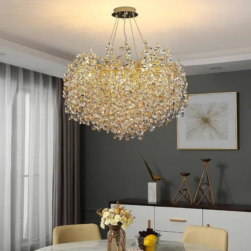 Imagem -04 - Luxo Acessível Lustre Dourado para Sala de Jantar Interior Sala e Quarto Lustre de Cristal Brilhante