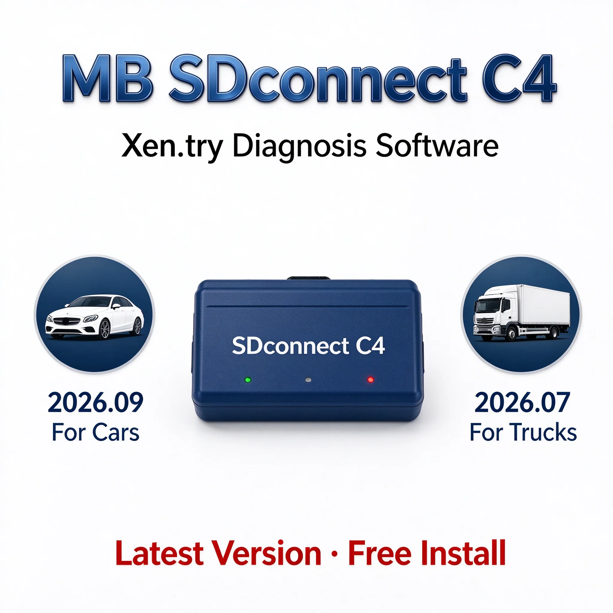 Newest xen.try 2026.09 car 2026.07 truck Diagnostic Software for SD Connect C4 Mer-cedes Bens