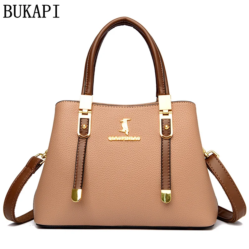 Urban Simple Composite Cowhide Female bags Atmospheric Commuter Color Daffy Bag Double Arrows Popular Shoulder Bag  New handbag