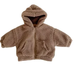 Korean Autumn Winter 2023 Baby Clothes Thicken Warm Velvet Jacket Coat Boys Girls Hoodies Coat Soft Cozy Toddlers Outwear