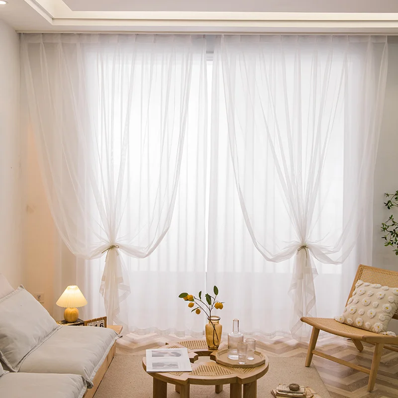 

Mordern Solid White Sheer Tulle Curtains for Living Room Bedroom Balcony Window Treatment Kitchen Yarn Drape Window Decoration