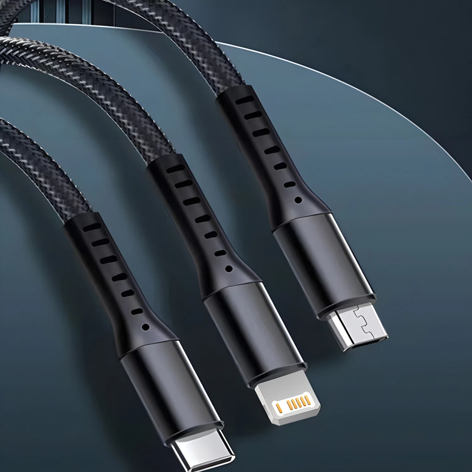 Кабель зарядный 3-в-1 с Micro USB Type-C, 5 А, 1,2 м