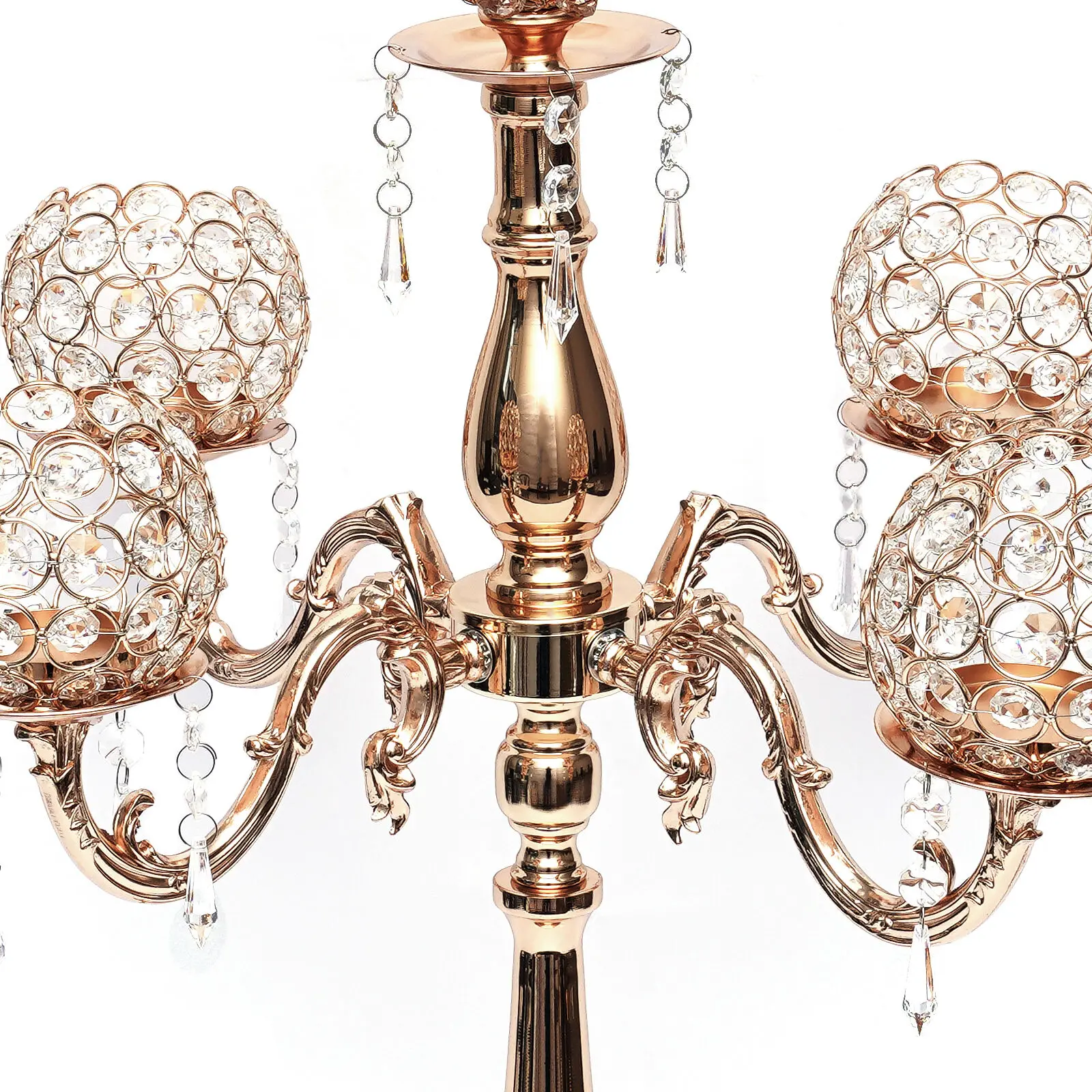 Candle Holder 5 Arm Gold Crystal Candelabra Wedding Centerpieces 75CM US